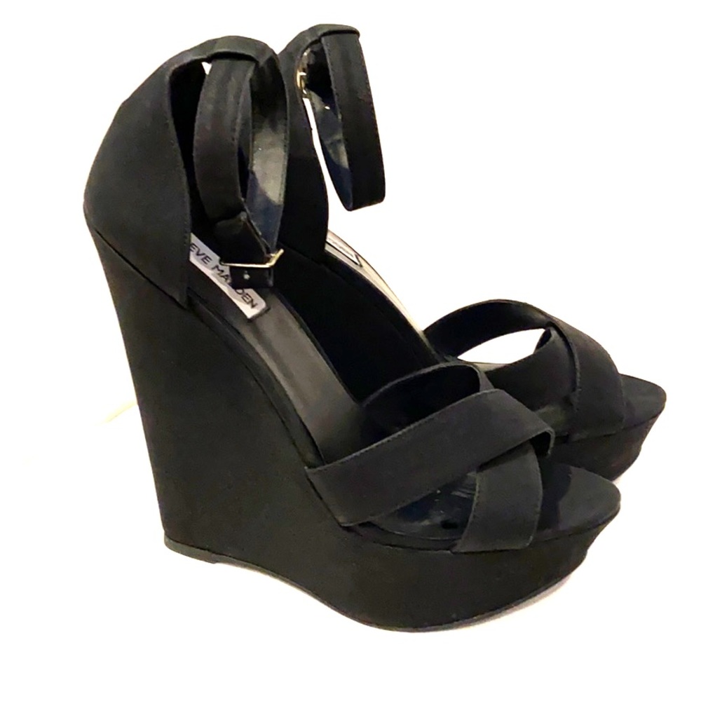 Black Wedge Sandals